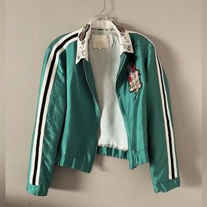 MAJE green jacket with removable beads collar